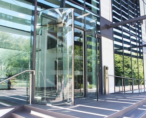 All Glass Revolving Door made in the UK by EA Group