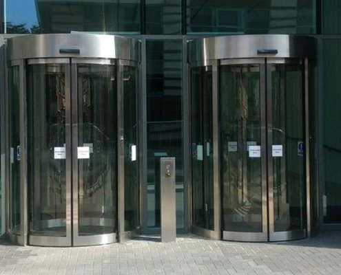 Curved sliding doors installed by EA Group UK Limited