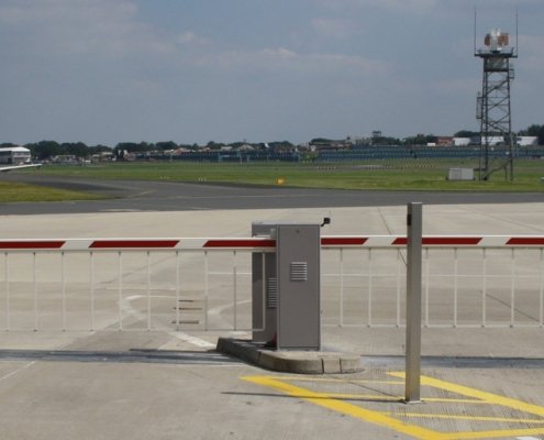 FAAC 640 barriers installed by EA Group at an airport apron